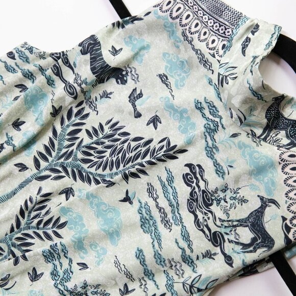 SALONI Fleur E Green Floral Printed Satin Dress Size 4 - Picture 8 of 9